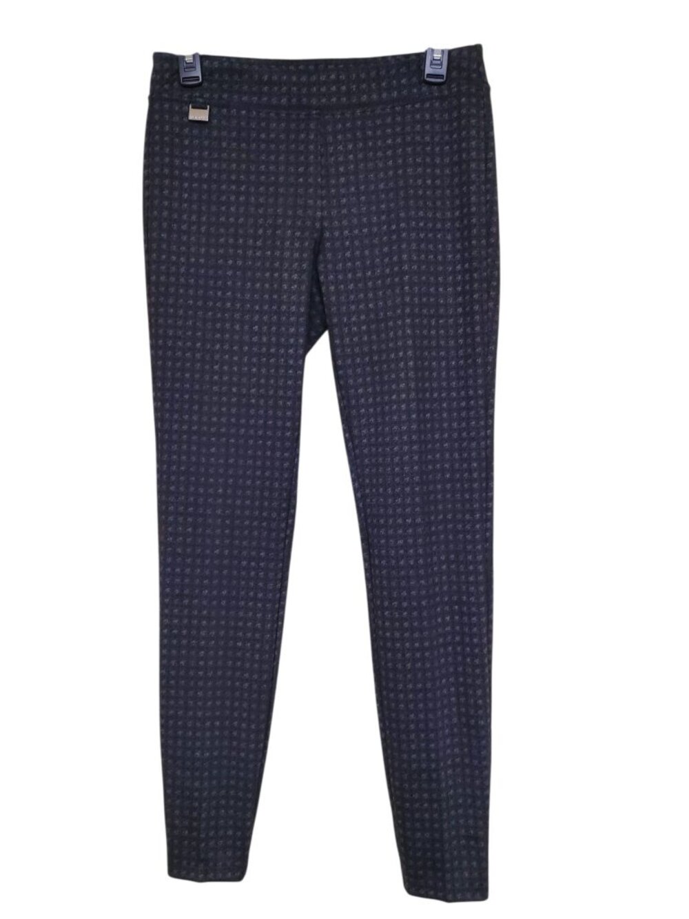 Zac & Rachel Women Black Gray Red Micro Check Knit Pull On Skinny Career Pant S